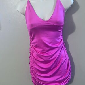 Vibrant Pink Ruched Dress
